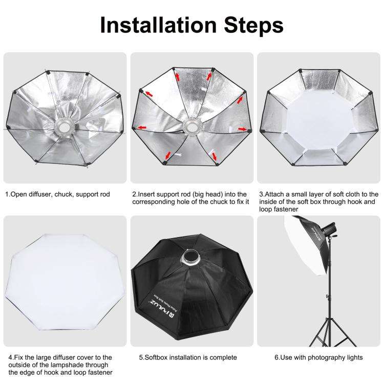 [US Warehouse] PULUZ 95cm Speedlite Flash Octagon Parabolic Softbox Bowens Mount Diffuser