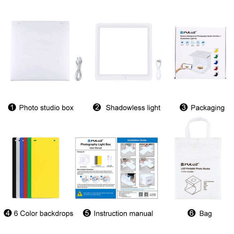 PULUZ Mini LED Photography Shadowless Light Lamp Panel Pad + Studio Shooting Tent Box, Acrylic Ma...