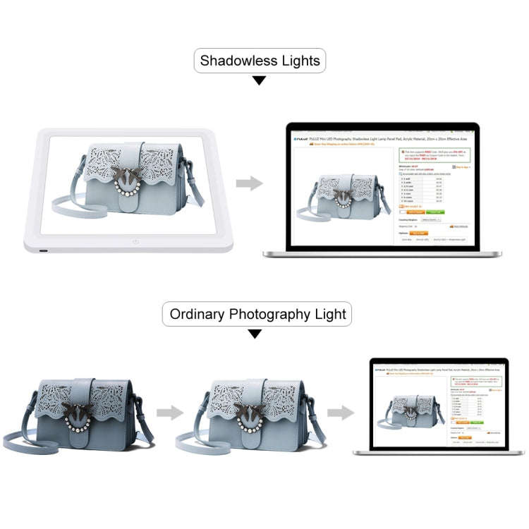 PULUZ Mini LED Photography Shadowless Light Lamp Panel Pad + Studio Shooting Tent Box, Acrylic Ma...