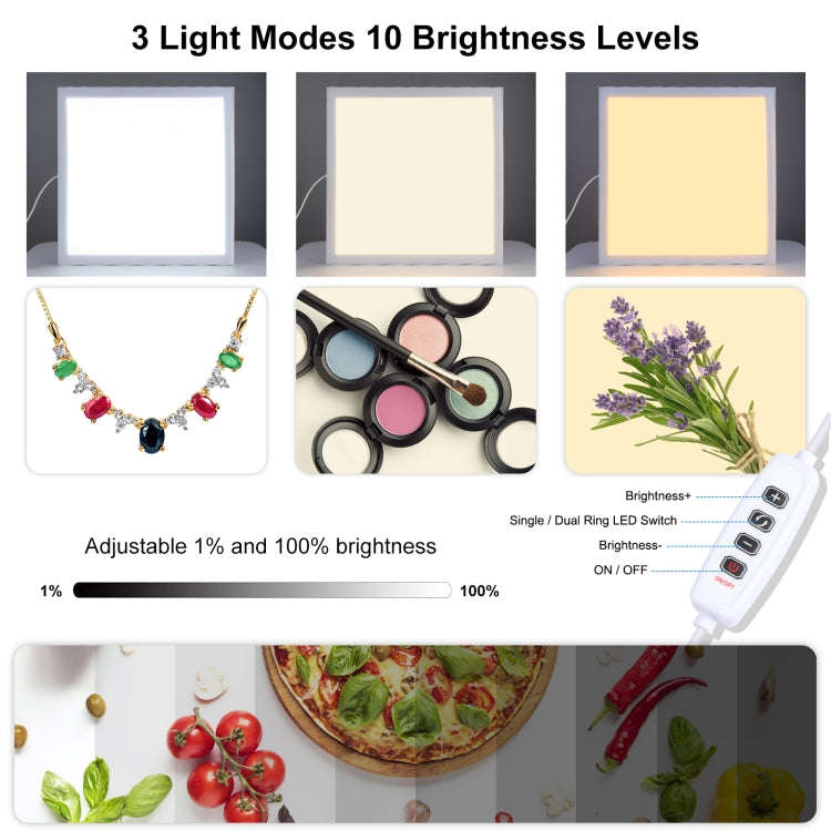 PULUZ 38cm 1000LM LED Photography Shadowless Light Lamp Panel Pad with Switch, Metal Material, No...