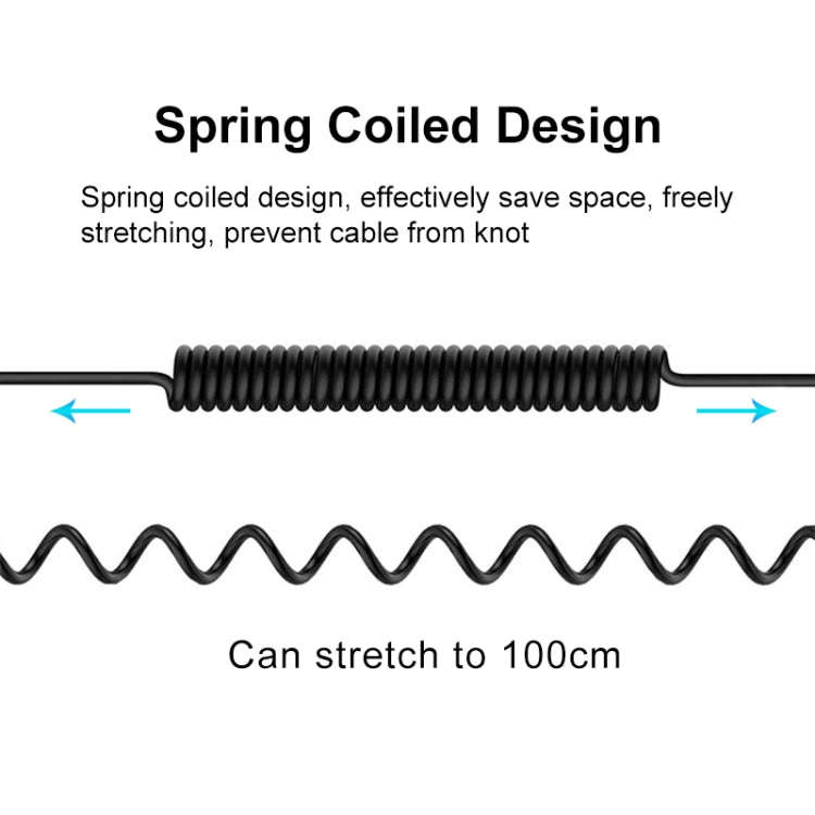 PULUZ 3.5mm TRRS Male to Type-C / USB-C Male Live Microphone Audio Adapter Spring Coiled Cable fo...