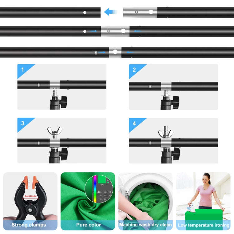 PULUZ 1x2m T-Shape Photo Studio Background Support Stand Backdrop Crossbar Bracket Kit with Clips...