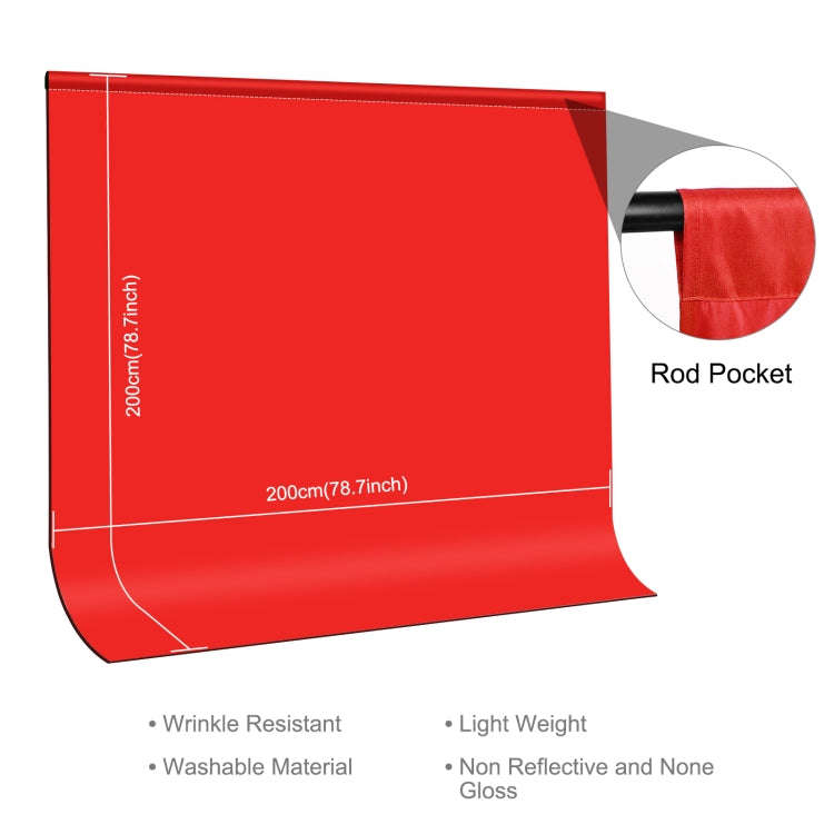 PULUZ 2m x 2m Photography Background Thickness Photo Studio Background Cloth Backdrop(Red)