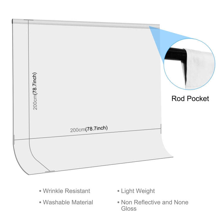 PULUZ 2m x 2m Photography Background Thickness Photo Studio Background Cloth Backdrop (White)