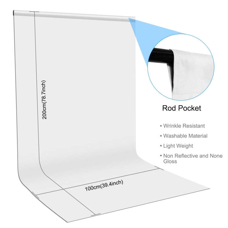 PULUZ 1m x 2m Photography Background Thickness Photo Studio Background Cloth Backdrop (White)