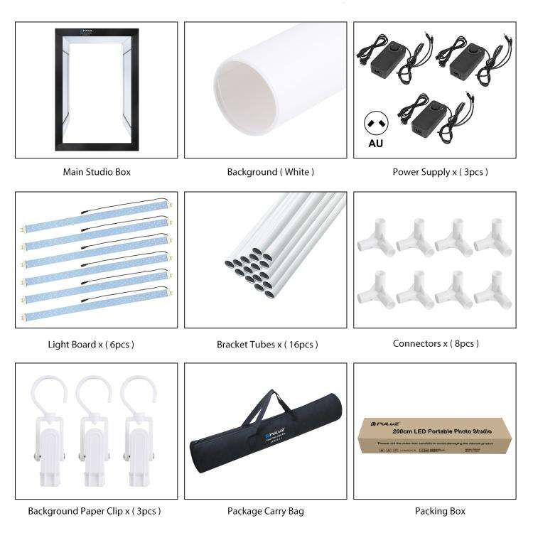 PULUZ 2m 240W 5500K Photo Light Studio Box Kit for Clothes / Adult Model Portrait(AU Plug)