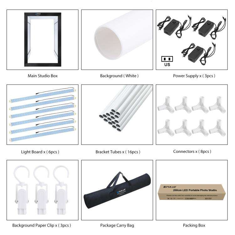 PULUZ 2m 240W 5500K Photo Light Studio Box Kit for Clothes / Adult Model Portrait(US Plug)