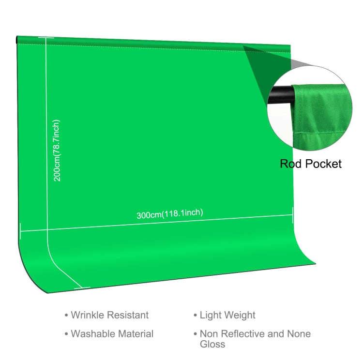 PULUZ 3m x 2m Photography Background Thickness Photo Studio Background Cloth Backdrop(Green)