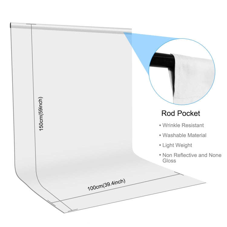 PULUZ 1m x 1.5m Photography Background Photo Studio Background Cloth Backdrop (White)