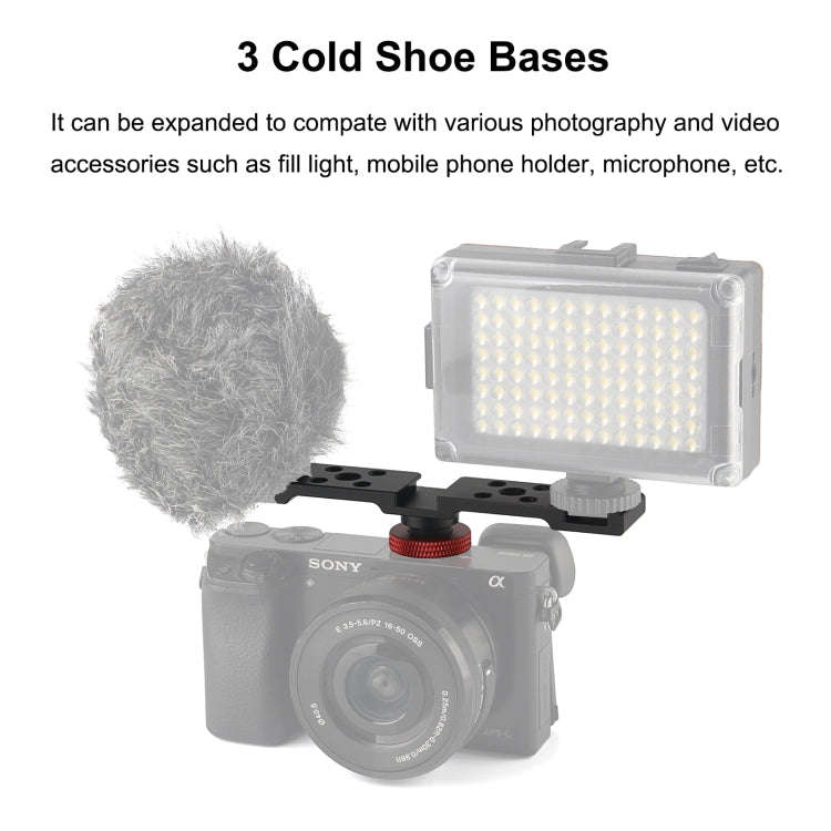 PULUZ Three-head Cold Shoe Bracket Mount(Black)
