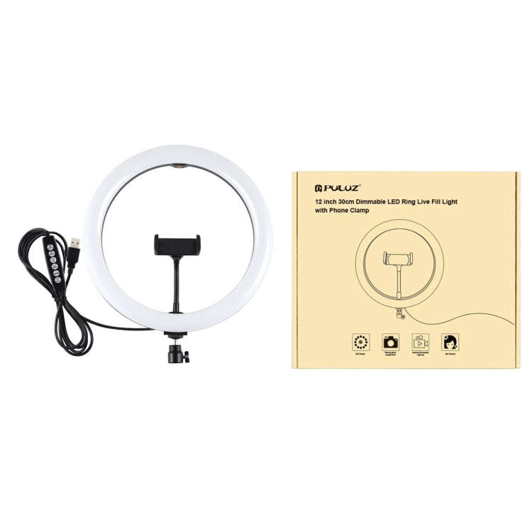 PULUZ 11.8 inch 30cm Curved Surface USB 10 Modes 8 Colors RGBW Dimmable LED Ring Vlogging Photogr...