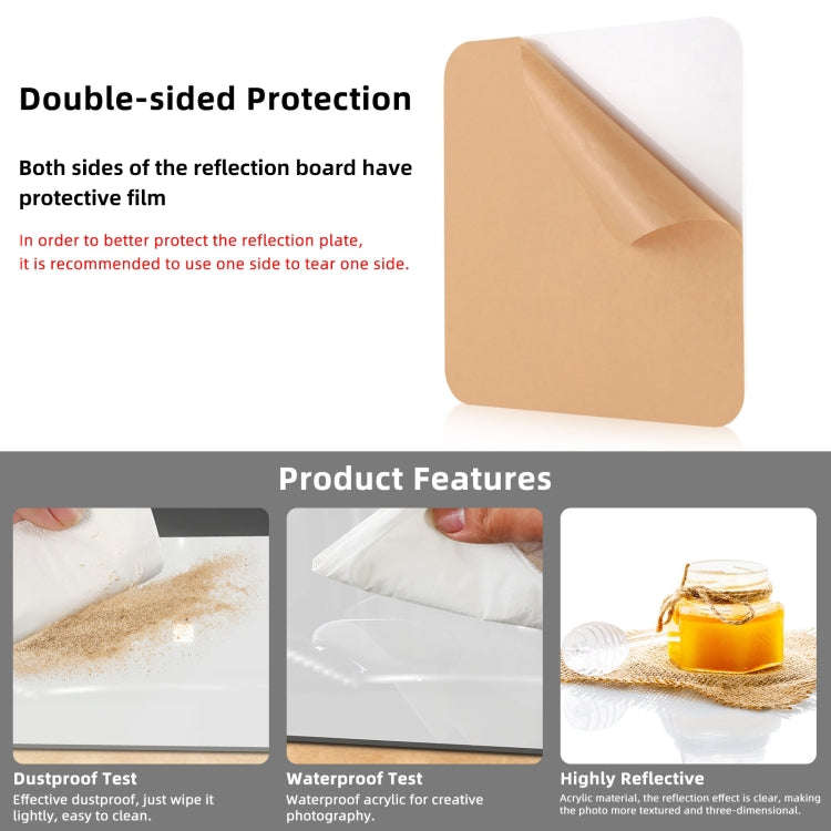 PULUZ 20cm Photography Acrylic Reflective Display Table Background Board(White)