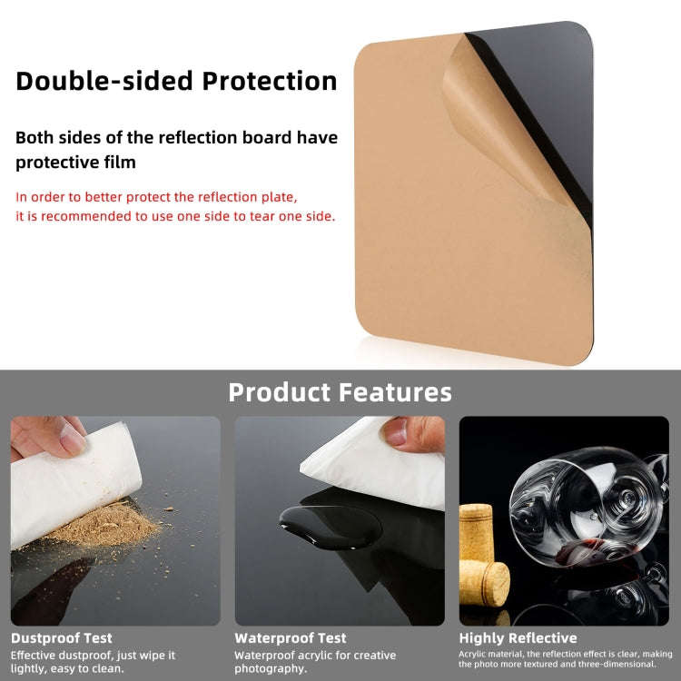 PULUZ 39cm Photography Acrylic Reflective Display Table Background Board(Black)
