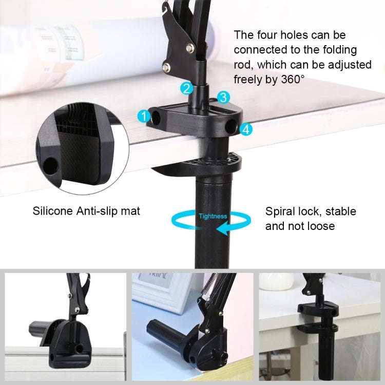 PULUZ  Live Broadcast Desktop Arm Stand Suspension Clamp Holder with Tablet PC Clamp(Black)