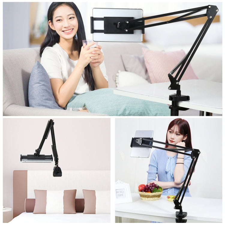 PULUZ  Live Broadcast Desktop Arm Stand Suspension Clamp Holder with Tablet PC Clamp(Black)