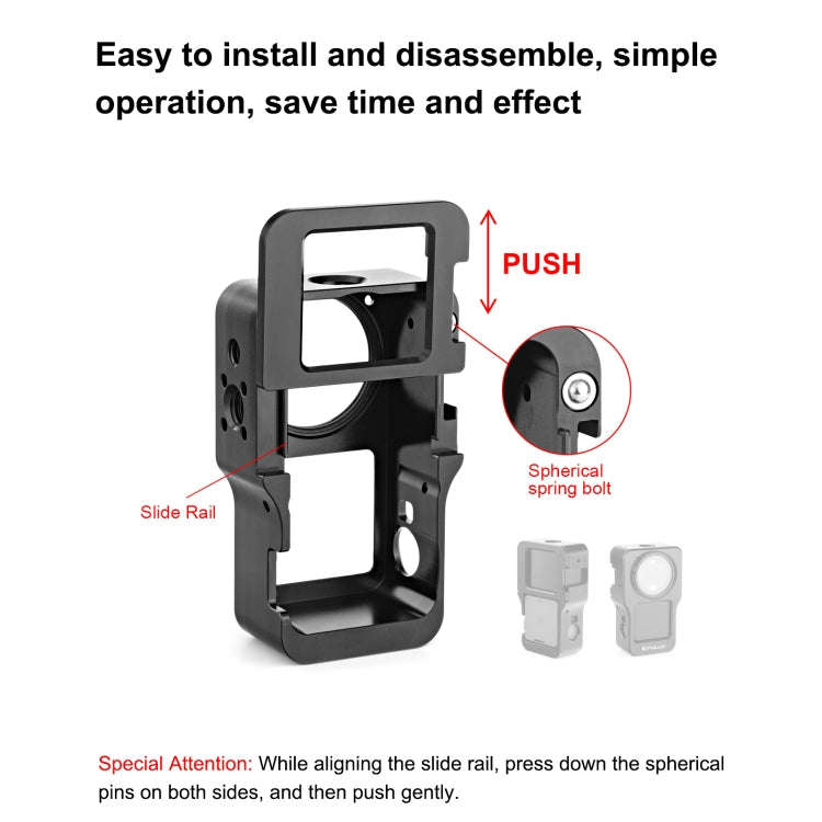 PULUZ CNC Aluminum Alloy Cage for DJI Action 2(Black)