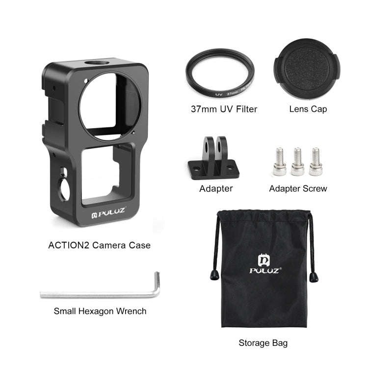 PULUZ CNC Aluminum Alloy Cage for DJI Action 2(Black)