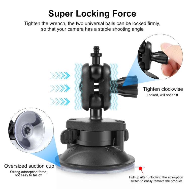 PULUZ 1/4 inch Magic Arm Suction Cup Mount (Black)