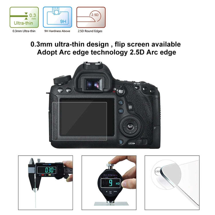 PULUZ 2.5D 9H Tempered Glass Film for Canon 6D, Compatible with Sony HX50 / HX60, Olympus TG3 / T...