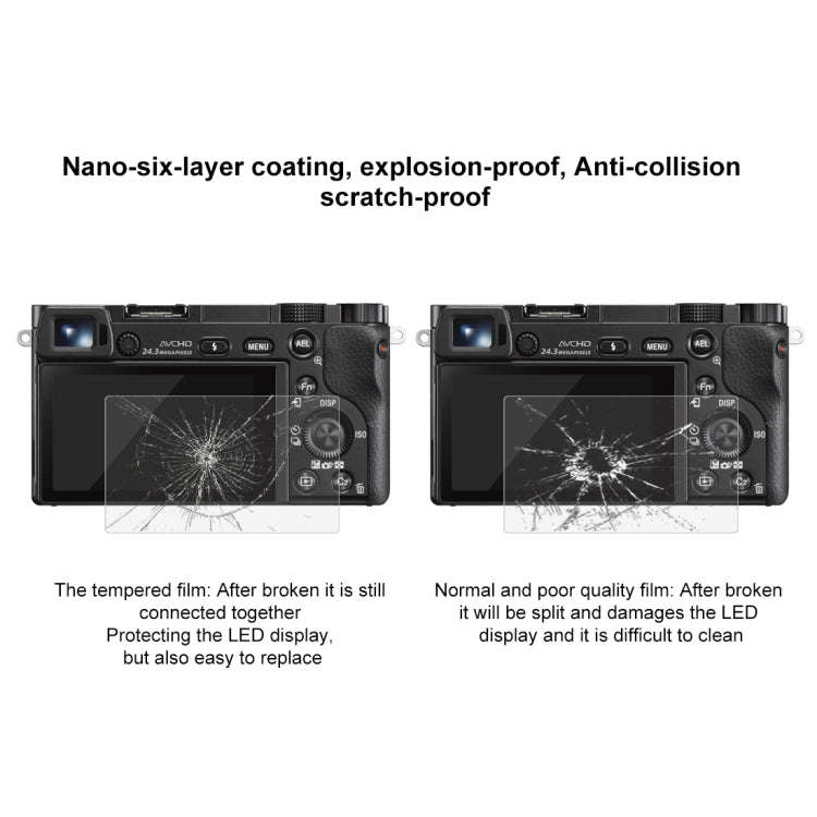 PULUZ 2.5D 9H Tempered Glass Film for Sony A6000, Compatible with Sony A6700 / A6500 / A5100 / 61...