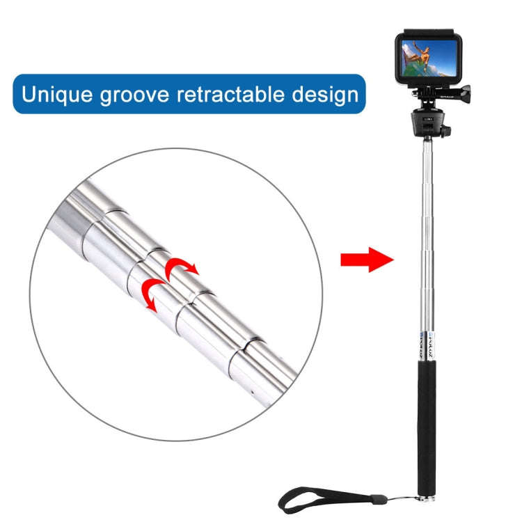 PULUZ Extendable Handheld Selfie Monopod for GoPro, Insta360, DJI and Other Action Cameras, Lengt...