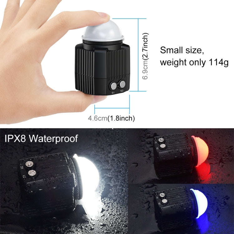 PULUZ 60m Underwater LED Photography Fill Light 7.4V/1100mAh Diving Light for GoPro, Insta360, DJ...
