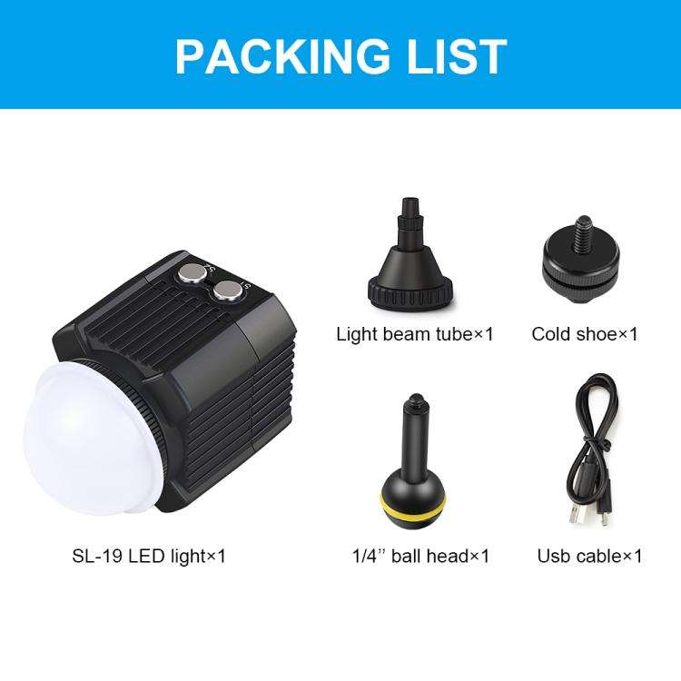 PULUZ 60m Underwater LED Photography Fill Light 7.4V/1100mAh Diving Light for GoPro, Insta360, DJ...