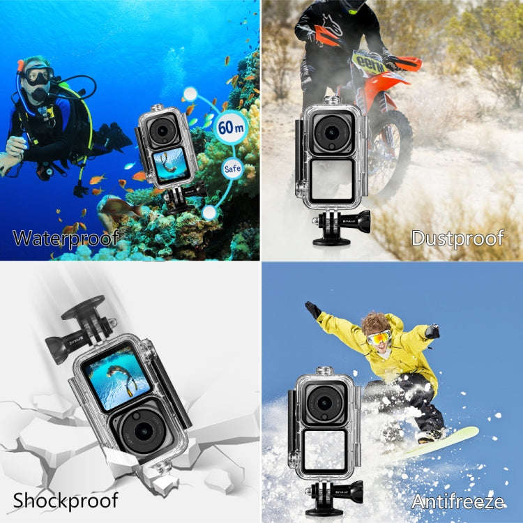 PULUZ 60m Waterproof Housing Diving Case for DJI Action 2 Camera Unit / Action 2 Power Combo / Ac...