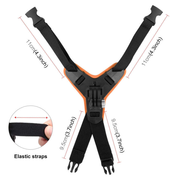 PULUZ Motorcycle Helmet Chin Strap Mount for GoPro, DJI Osmo Action and Other Action Cameras(Orange)