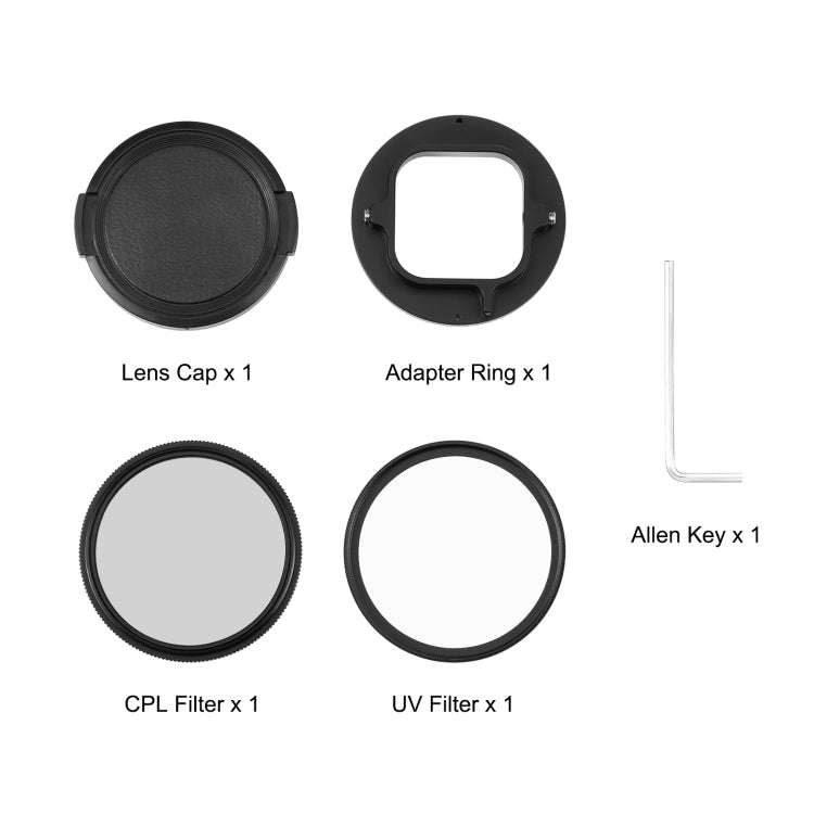 PULUZ 52mm CPL + UV Lens Filter with Adapter Ring for GoPro HERO12 Black /11 Black /11 Black Mini...
