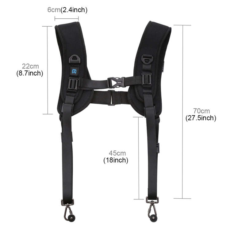 PULUZ Quick Release Double Shoulder Harness Soft Pad Decompression Foam Strap Belt for DSLR Digit...