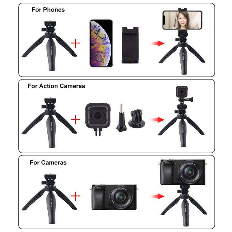 PULUZ Desk Plastic Tripod Mount with Phone Clamp & Adjusting Tripod Head for Smartphones(Black)