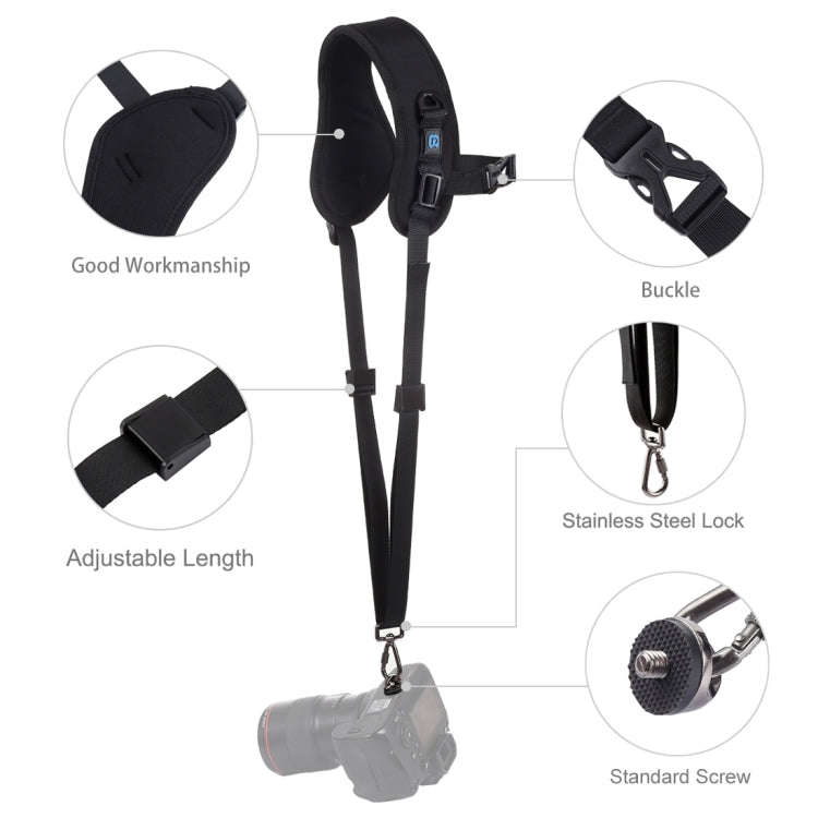 PULUZ Quick Release Anti-Slip Soft Pad Nylon Breathable Curved Camera Strap with Metal Hook for S...