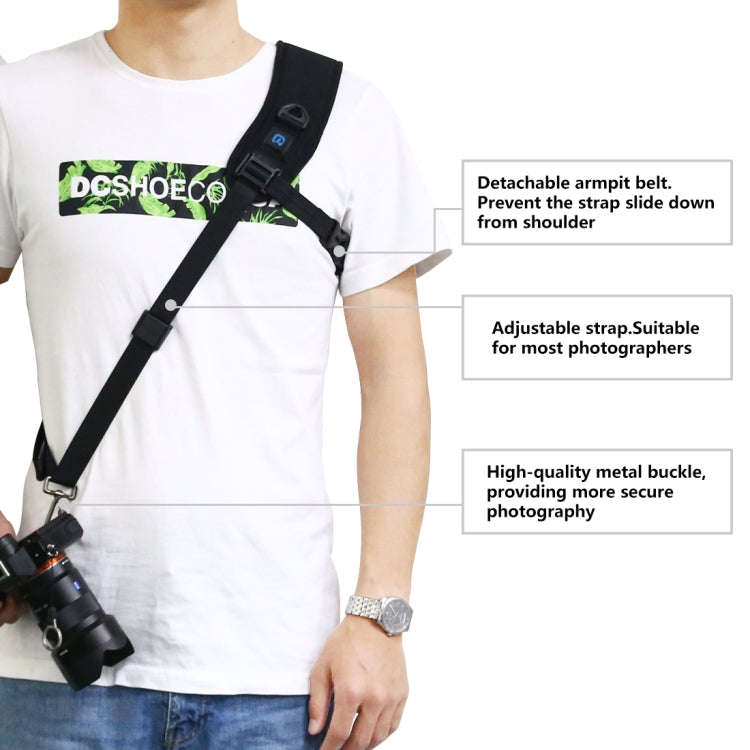 PULUZ Quick Release Anti-Slip Soft Pad Nylon Breathable Curved Camera Strap with Metal Hook for S...