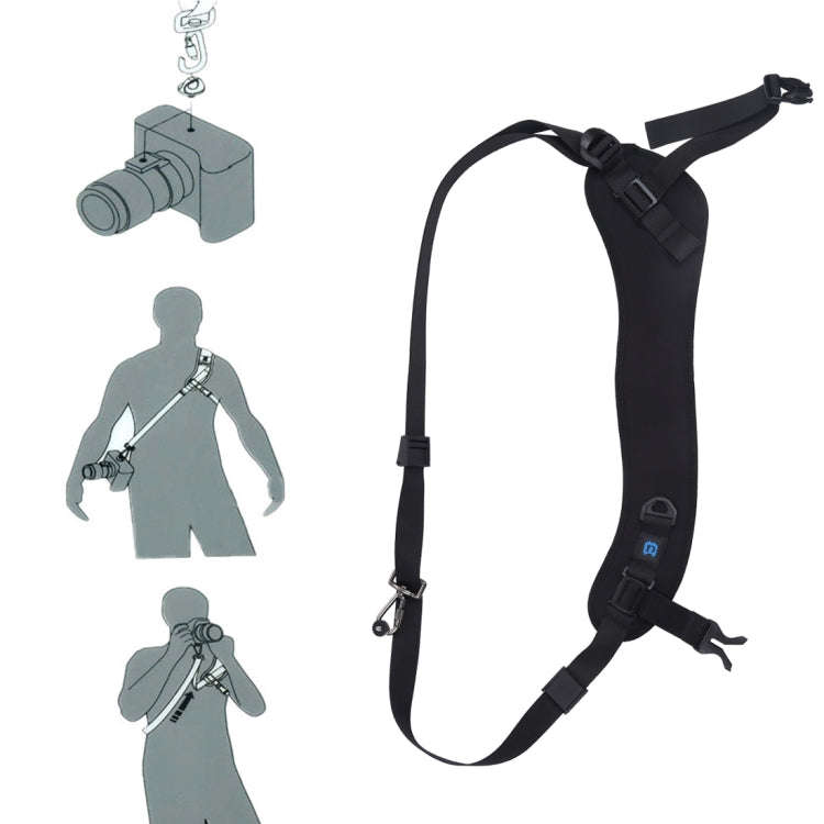 PULUZ Quick Release Anti-Slip Soft Pad Nylon Breathable Curved Camera Strap with Metal Hook for S...