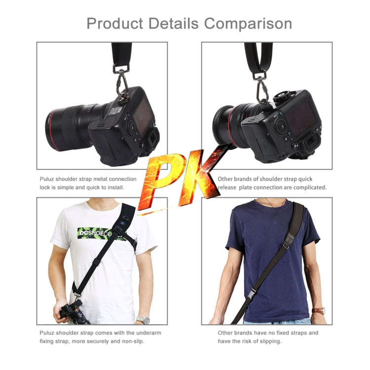 PULUZ Quick Release Anti-Slip Soft Pad Nylon Breathable Curved Camera Strap with Metal Hook for S...