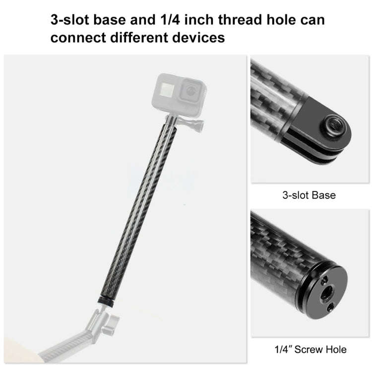 PULUZ 275mm Aluminum Alloy Carbon Fiber Floating Buoyancy Selfie-stick Extension Arm Rods for GoP...