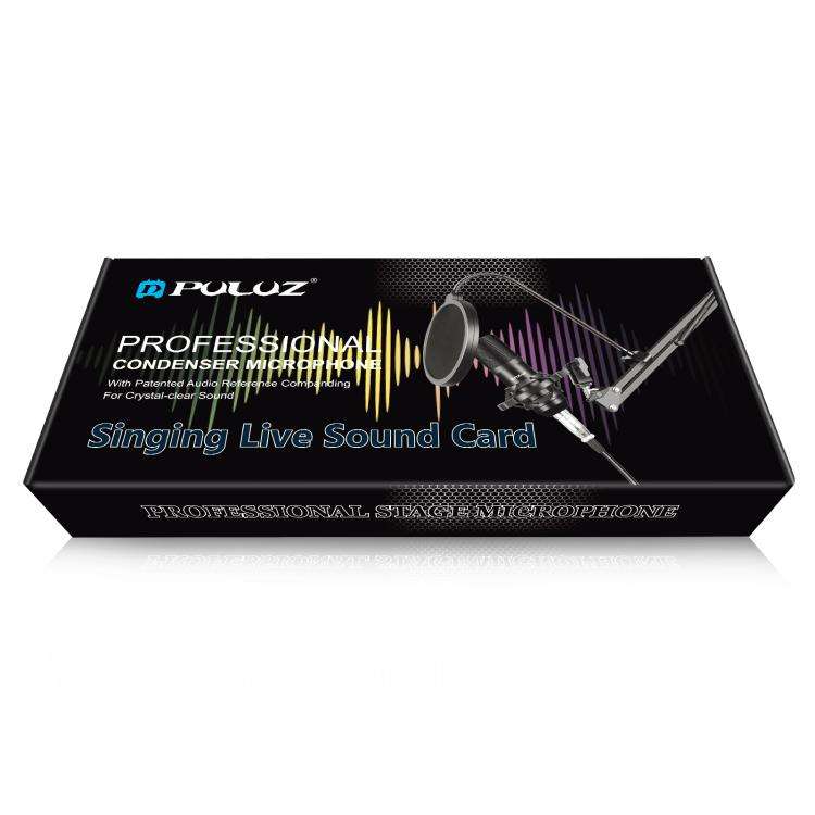 PULUZ Studio Broadcast Professional Singing Microphone Kits with Suspension Scissor Arm & Metal S...
