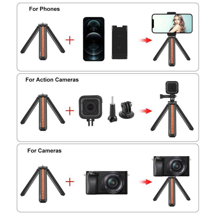 PULUZ Inlaid Wood Desktop Vlogging Live Tripod Holder (Black)