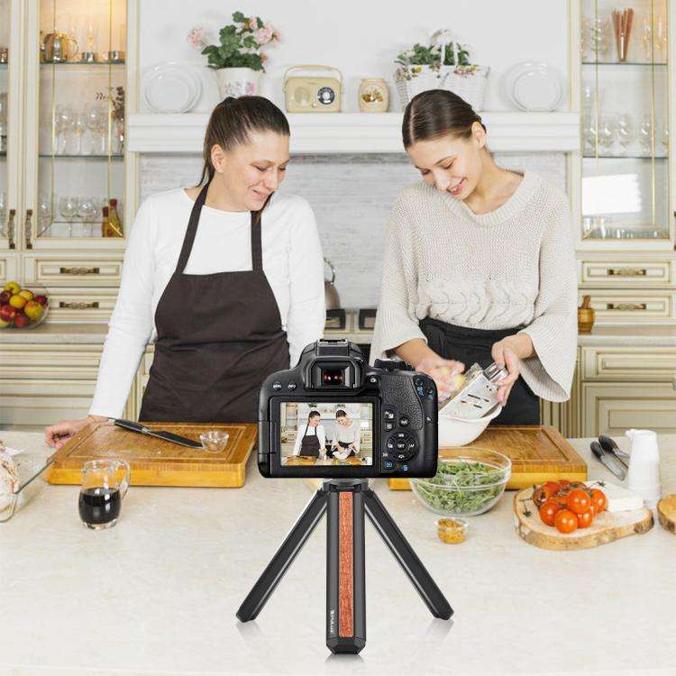 PULUZ Inlaid Wood Desktop Vlogging Live Tripod Holder (Black)