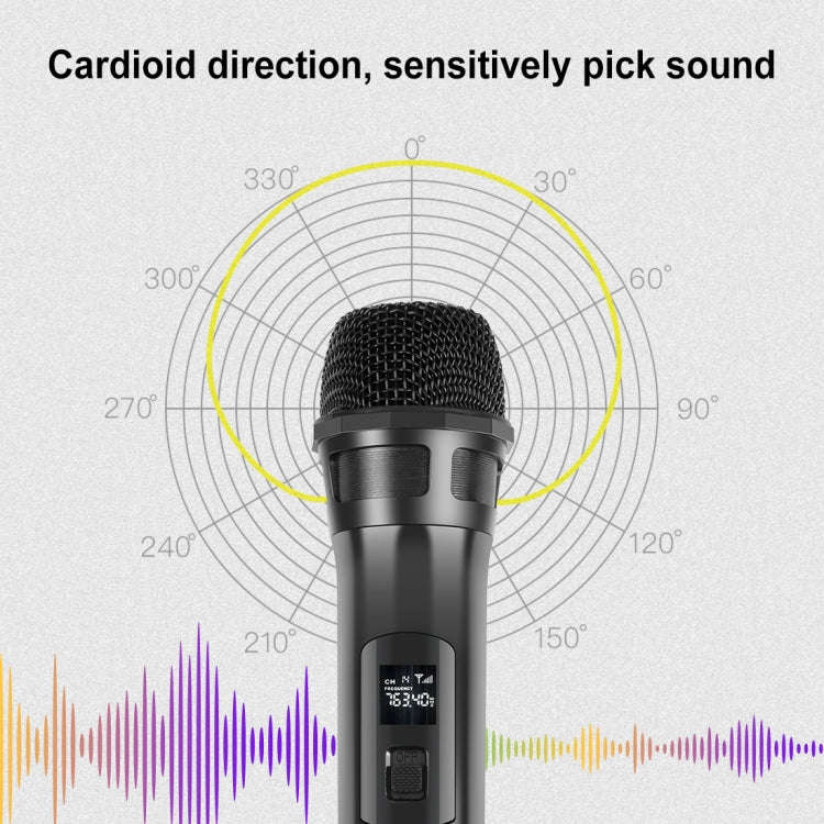 PULUZ UHF Wireless Dynamic Microphone with LED Display(Black)