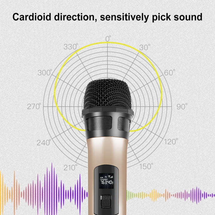 PULUZ UHF Wireless Dynamic Microphone with LED Display(Gold)