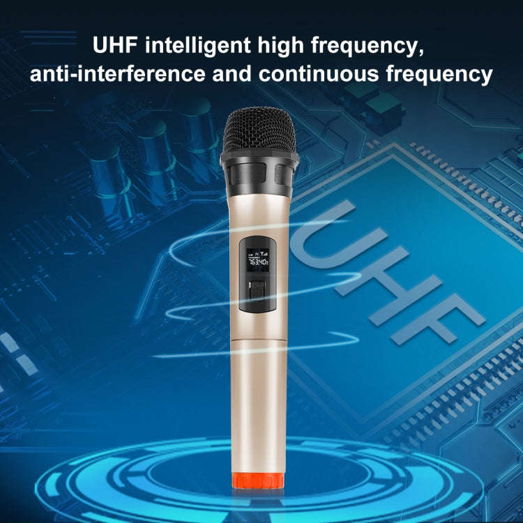 PULUZ UHF Wireless Dynamic Microphone with LED Display(Gold)