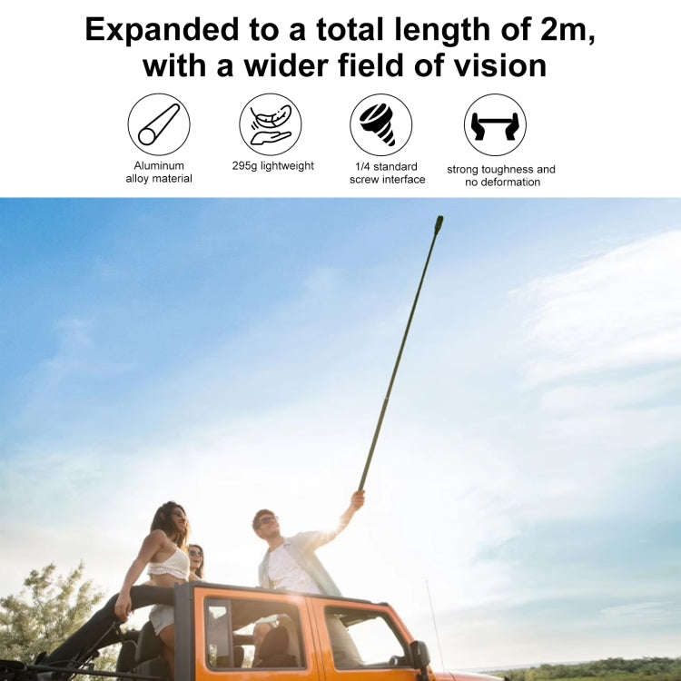 PULUZ 2m Metal Selfie Stick Monopod  for Insta360 One RS / X2 / X3 / X4 (Black)
