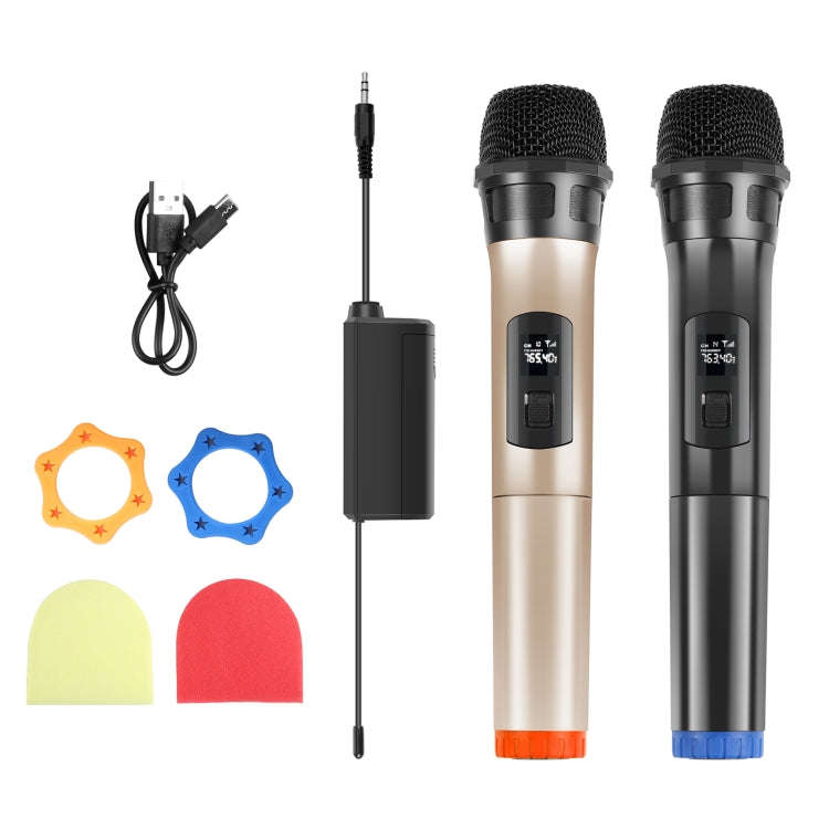 PULUZ 1 To 2 UHF Wireless Dynamic Microphones with LED Display, 3.5mm Transmitter