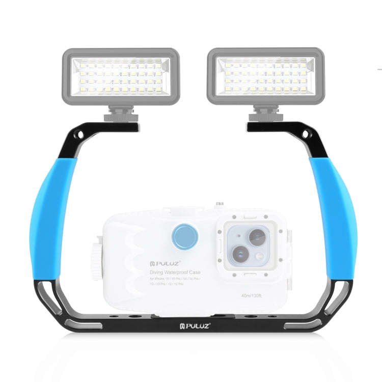 PULUZ Dual Silicone Handles Aluminium Alloy Underwater Diving Rig for GoPro, Other Action Cameras...