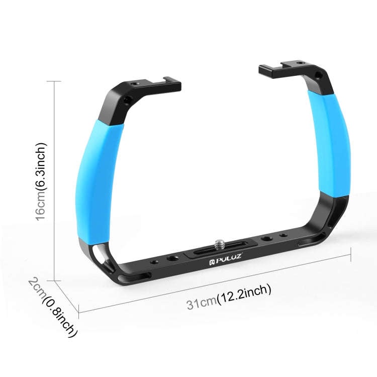 PULUZ Dual Silicone Handles Aluminium Alloy Underwater Diving Rig for GoPro, Other Action Cameras...