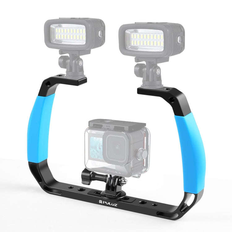 PULUZ Dual Silicone Handles Aluminium Alloy Underwater Diving Rig for GoPro, Other Action Cameras...