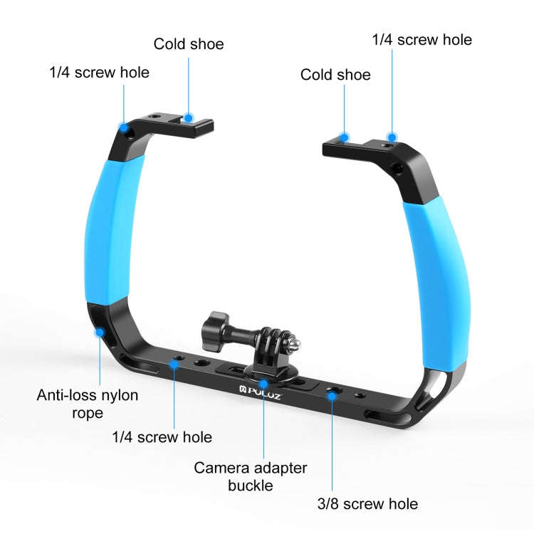 PULUZ Dual Silicone Handles Aluminium Alloy Underwater Diving Rig for GoPro, Other Action Cameras...