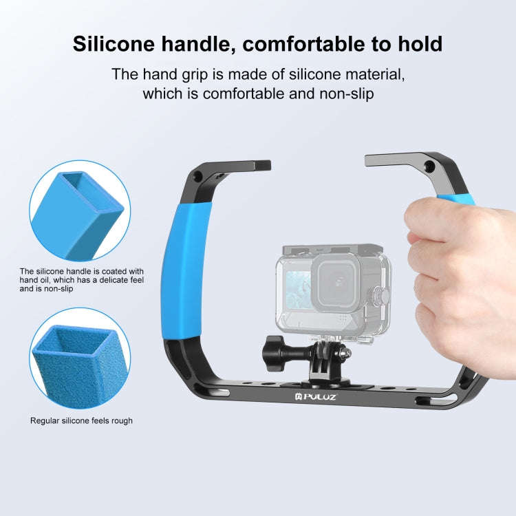 PULUZ Dual Silicone Handles Aluminium Alloy Underwater Diving Rig for GoPro, Other Action Cameras...